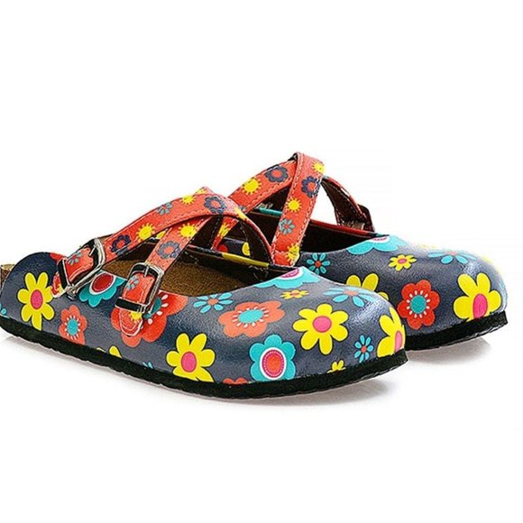 Floral Cross-Strap Clogs - Calceo Line of Goby Shoes - Picture 2 of 6